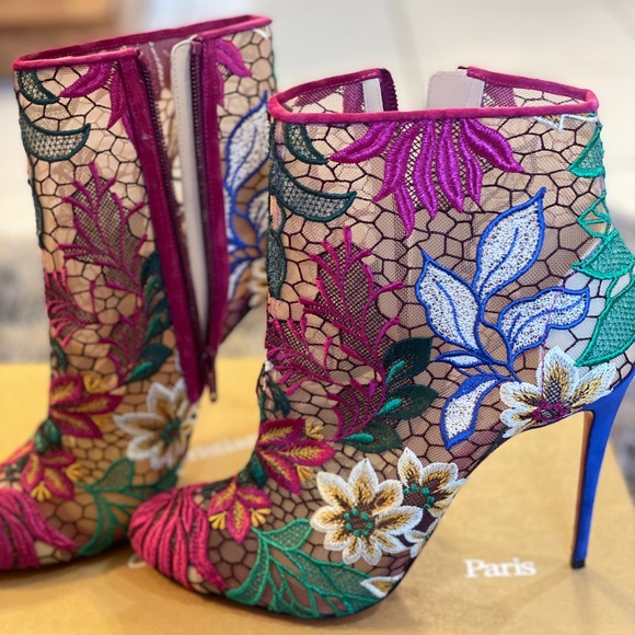 COPY - Christian Louboutin Floral Booties - Picture 2 of 4